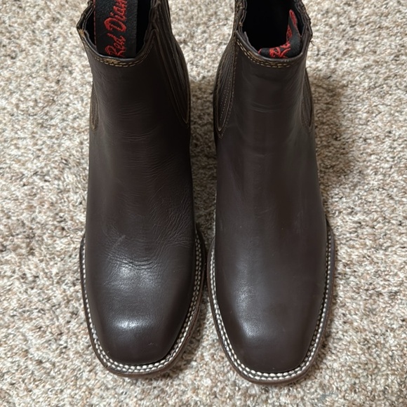 Never Worn Red Diamond Brown Ankle Boots with Western Flair - Picture 4 of 8